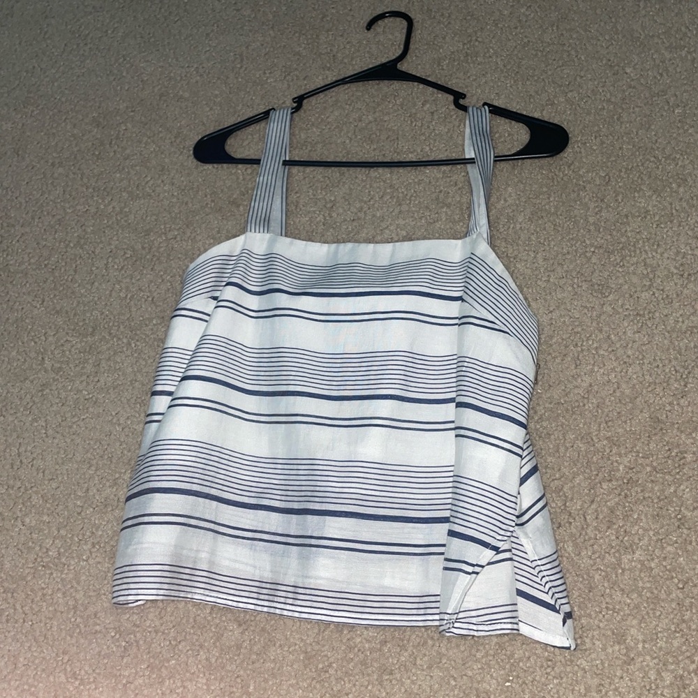 Gray and White Striped Crop Top